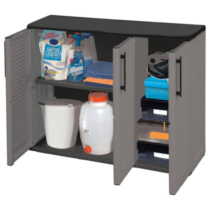 Dulap cu inaltime redusa din polipropelina, materiale reciclabila si eco, este echipat cu balamale de otel si rafturi reglabile 1020x370x840mm  ArtPlast