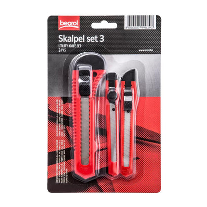 Set de 3 cuttere BEOROL din plastic 2 x 9 - 18 mm