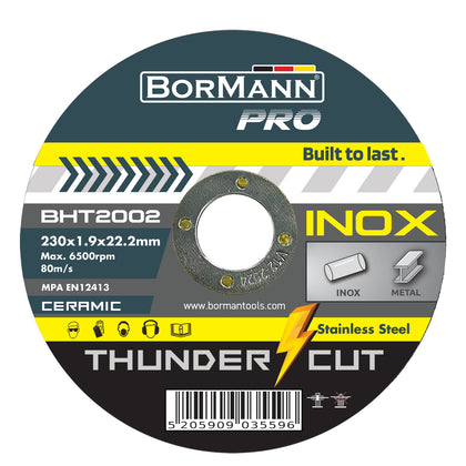 Disc de debitare pentru inox THUNDER-CUT de 115x1x23 mm, BorMann PRO