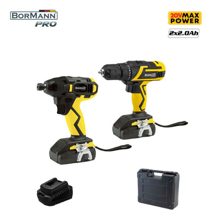 Set masina de gaurit Bormann Lite 20v, li-ion, 30nm si  masina de insurubat cu impact Bormann Lite 20v, li-ion 220nm, 2x2ah, in valiza, model BCD2610