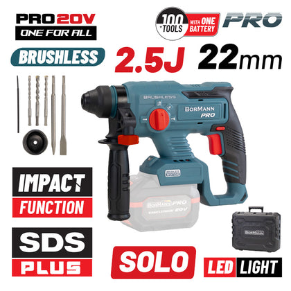 Ciocan rotopercutor sds plus Bormann PRO 20V,li-ion, 2.0 j, fara acu. si incarcator (fara perii), Mdel BBP5300