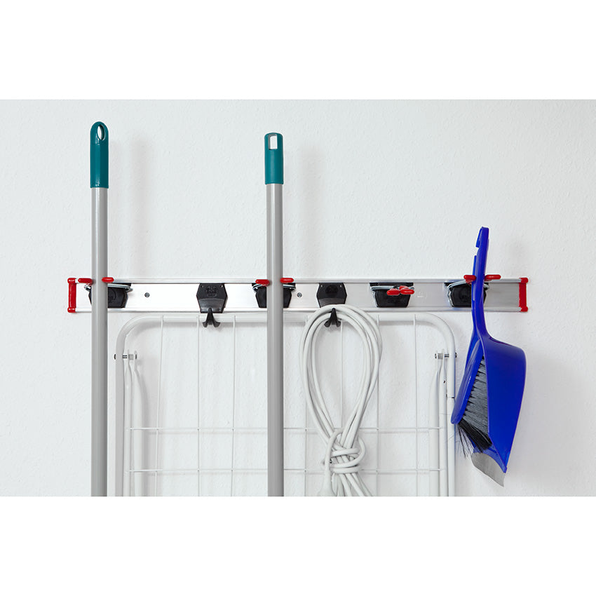 Suport depozitare BRUNS pentru scule si unelte, tip cuier 4 cleme, 2 carlige, sina 0.5 m