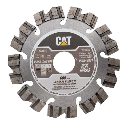 Disc diamantat CAT segmentat pentru uz general, 115 mm, 600 PRO, Model DA33015