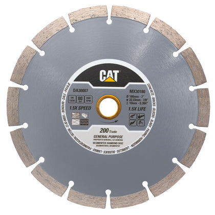 Disc diamantat CAT segmentat pentru uz general, 180 mm, 200 TRADE, Model DA30007