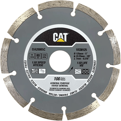 RESIGILAT: Disc diamantat CAT segmentat pentru uz general, 125 mm, 100 VALUE, Model DA20005
