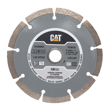 RESIGILAT: Disc diamantat CAT segmentat pentru uz general, 125 mm, 100 VALUE, Model DA20005