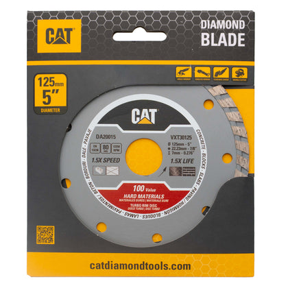 RESIGILAT: Disc diamantat CAT turbo pentru materiale dure, 125 mm, 100 VALUE, Model DA20015