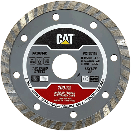RESIGILAT: Disc diamantat CAT turbo pentru materiale dure, 125 mm, 100 VALUE, Model DA20015