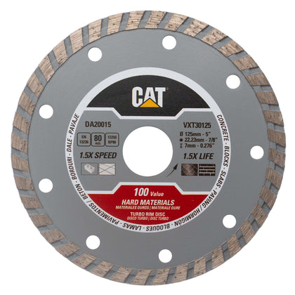 RESIGILAT: Disc diamantat CAT turbo pentru materiale dure, 125 mm, 100 VALUE, Model DA20015