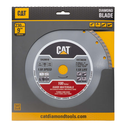 Disc diamantat CAT turbo pentru materiale dure, 230 mm, 100 VALUE, Model DA20018