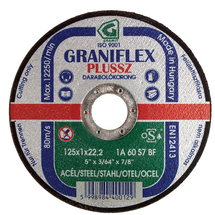 Disc de debitare pentru otel GRANITFLEX PLUS de 125X2,5X22,23 mm, Granit