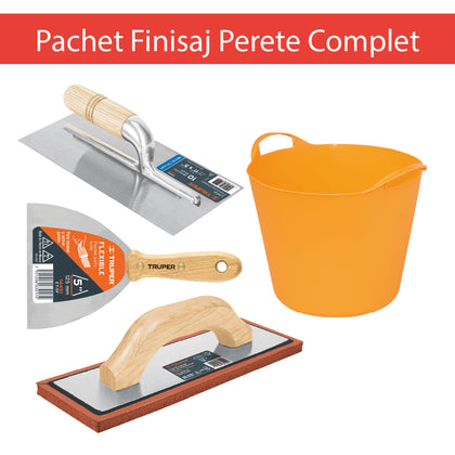 Pachet complet pentru finisaj perete TRUPER + galeata flexibila FLEXBAG 15 L
