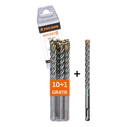 Set de 11 burghie beton PROJAHN, SDS-PLUS ROCKET 5, 8x210 mm