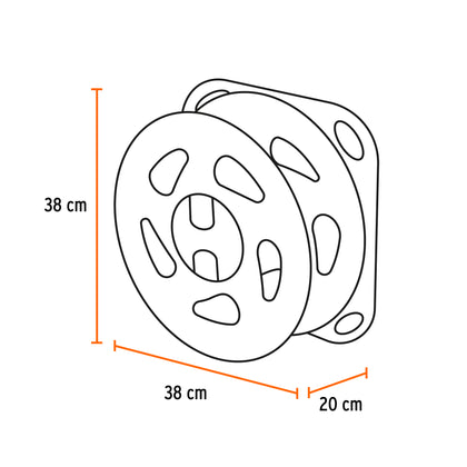 Tambur de perete cu furtun de 20 m si pistol de stropit cu 9 jeturi, Truper