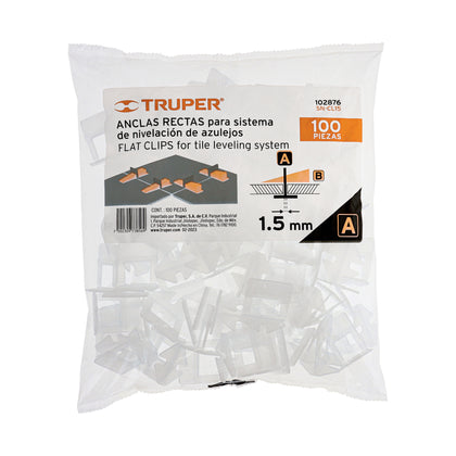 Cleme nivelare 1.5 mm, set 100 bucati, Truper