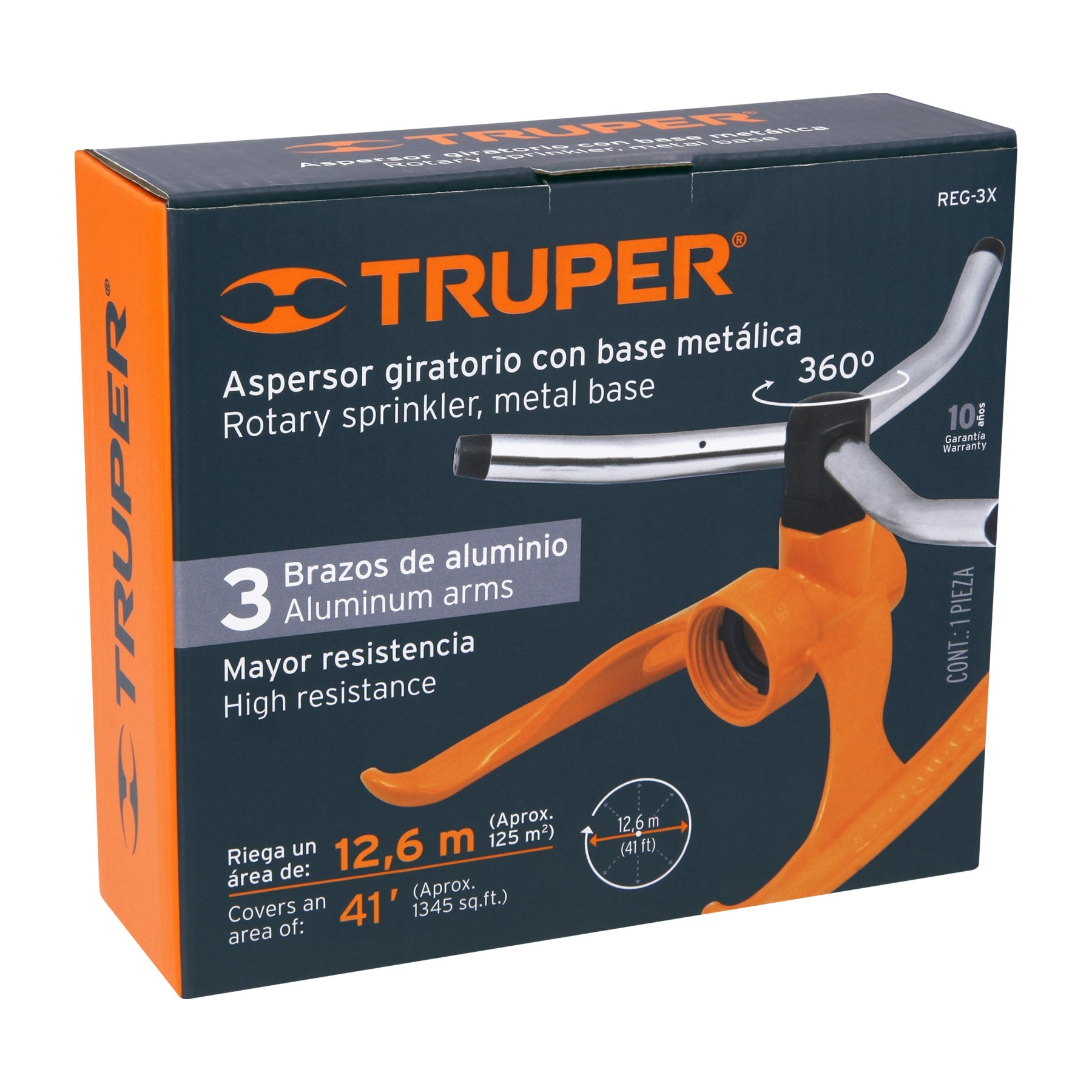 Aspersor cu 3 brate din aluminiu, raza 13 M, Truper