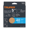 Set de 5 discuri abrazive, granulatie 40, ø 125 mm, Truper