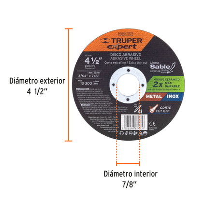 Disc debitare metal si inox, Ø 115 mm, TRUPER EXPERT