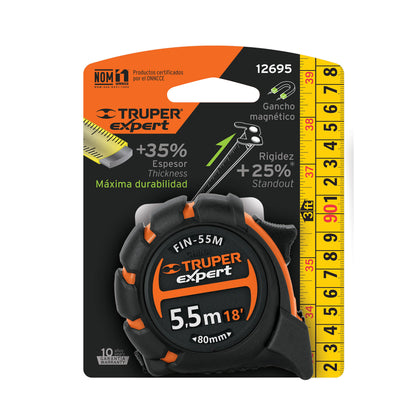 Ruleta cu banda metalica 5.5 m,  TRUPER EXPERT