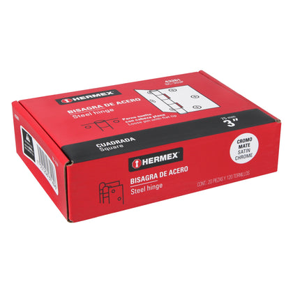 Balama patrata din otel satinat, 75 mm, Hermex