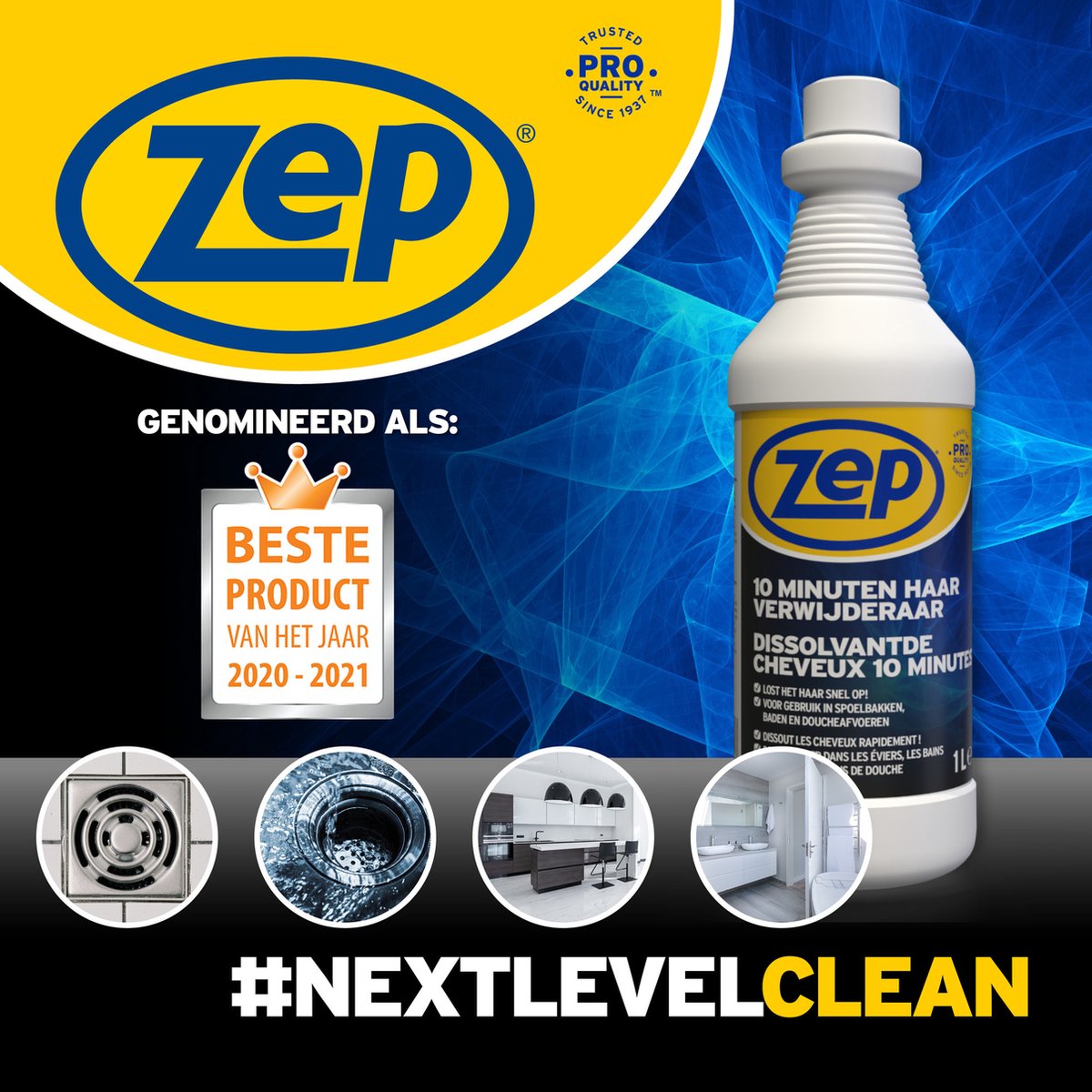 Solutie pentru desfundarea tevilor infundate cu par – Actiune rapida, 1000 ml – ZEP