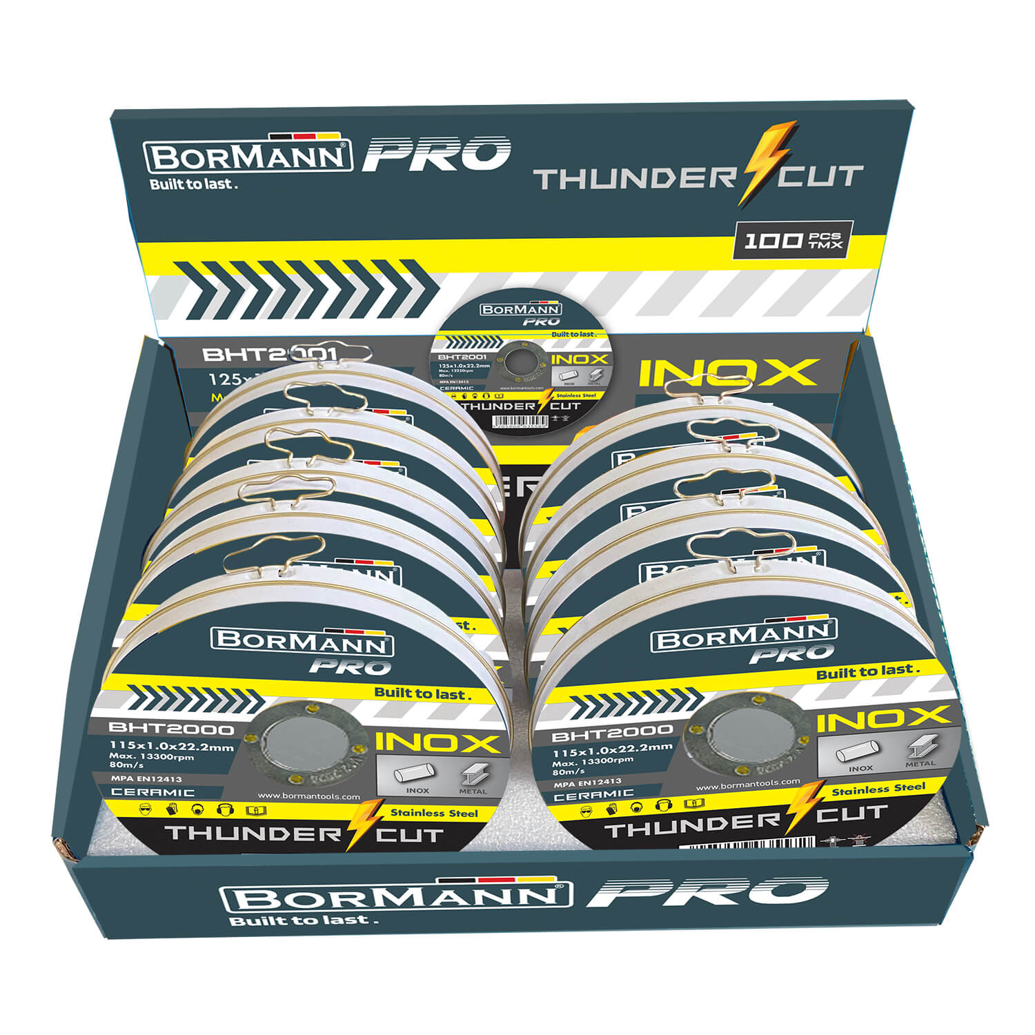 Disc de debitare pentru inox THUNDER-CUT de 130x1x23 mm, BorMann PRO